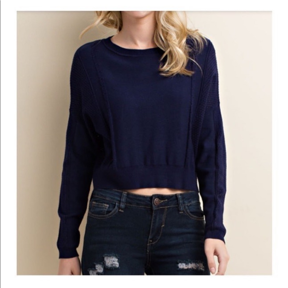 Navy blue hi low sweater